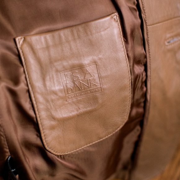 Jos. A. Bank Tan Leather Blazer Style Jacket - Men's Medium - Picture 10 of 16